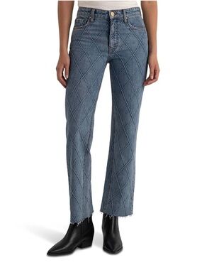 Kut From The Kloth - Kelsey High-Rise Ankle Flare Abloom Diamond Pattern Jeans